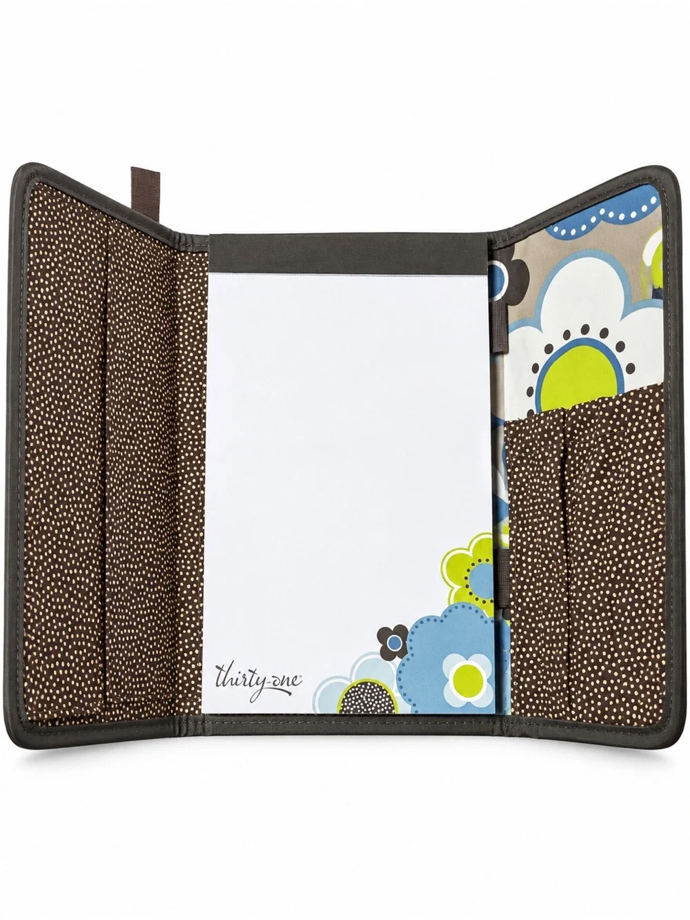 Thirty-One Fold & Go Organizer Notepad Holder Blue Green Floral